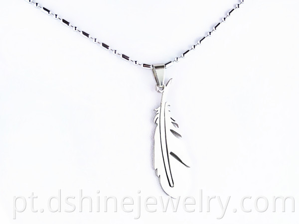 Feather Pendant Mens Chain Necklace